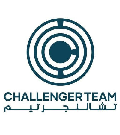 Logo of Challenger Team with Arabic text on a white background