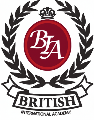 Logo of British International Academy with a red circle and 'BIA' text, surrounded by laurel leaves.