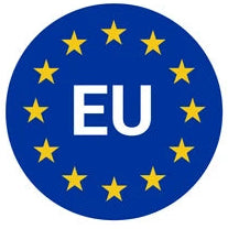 European Union flag with yellow stars on a blue circle